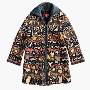 Vintage Kenzo Jungle Zip Up Wool Sweater Coat Women’s Medium Animal Print Jacket